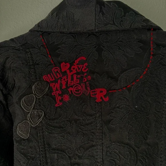 Desigual Womens Black Wool Blend Embroidered Jacket Blazer - Picture 9 of 16